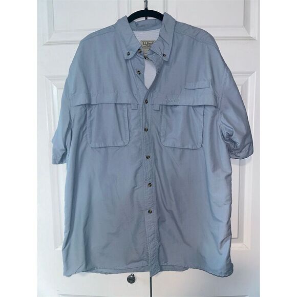 L.L. Bean Men's M Blue Vented Fishing Shirt Long Sleeve Button-Up - Picture 1 of 5